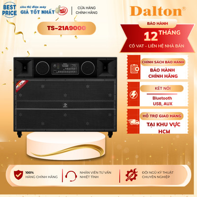 Loa Điện Karaoke Dalton TS-21A9000 Chính Hãng - Bass Đôi 6 Tấc, Công Suất Khủng 4000W, Kèm 2 Micro UHF Sạc Type-C