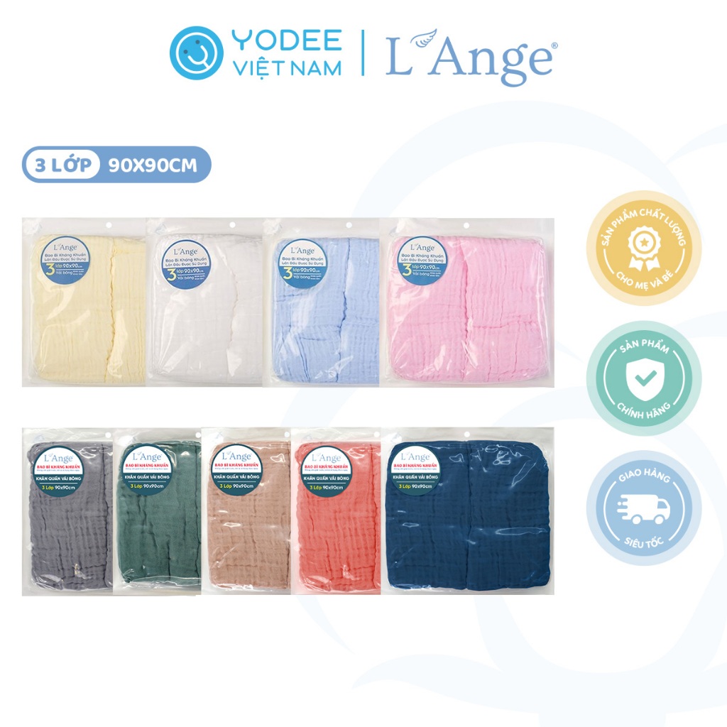 L’Ange Khăn vải bông 3 lớp 90x90cm (set 2 cái)