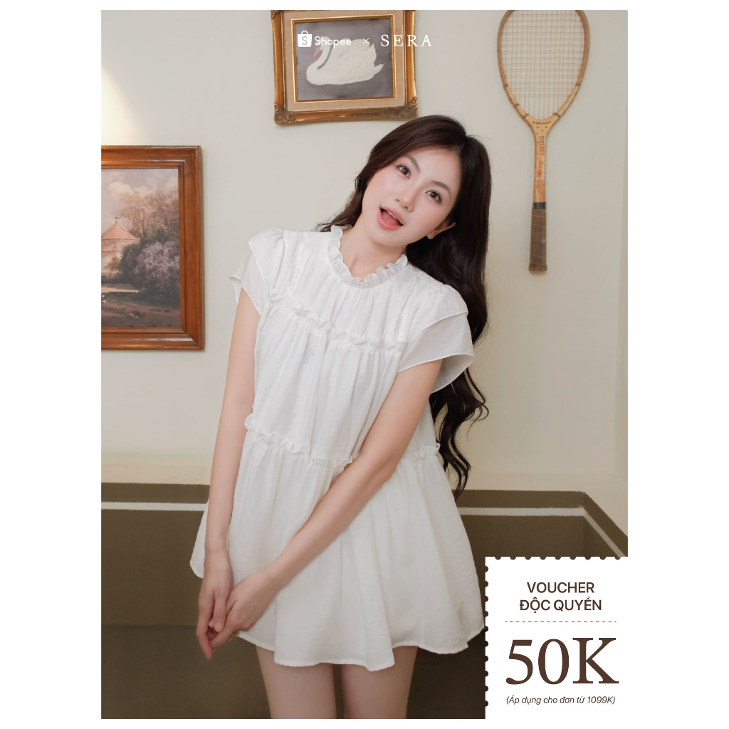 SERA - Áo babydoll cổ bèo tay hến Casye | BigBuy360 - bigbuy360.vn