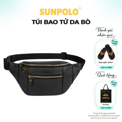 [ Xả kho ] Túi Bao Tử Nam Da Bò Cao Cấp SUNPOLO Đen Nâu Xanh Navy SBT105