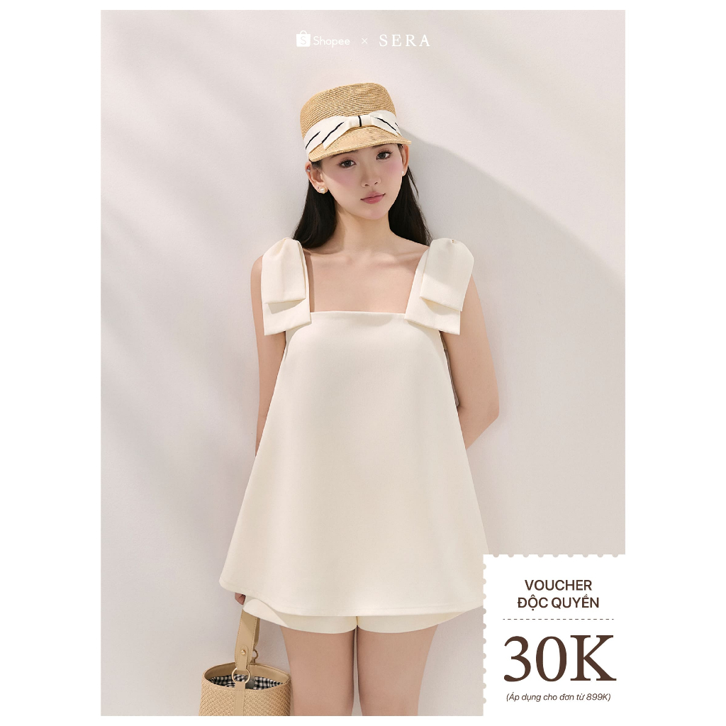 SERA - Set áo dáng xoè nơ vai và quần short Erin (TÁCH SET)