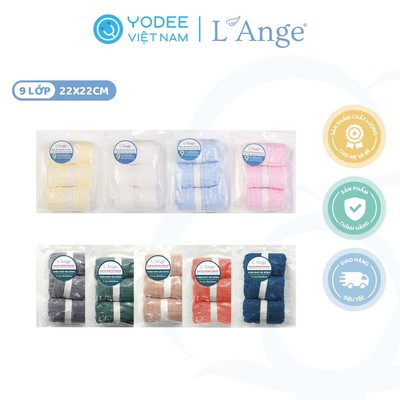 L'Ange Khăn sữa vải bông 9 lớp 22x22cm cho bé (set 3 cái)