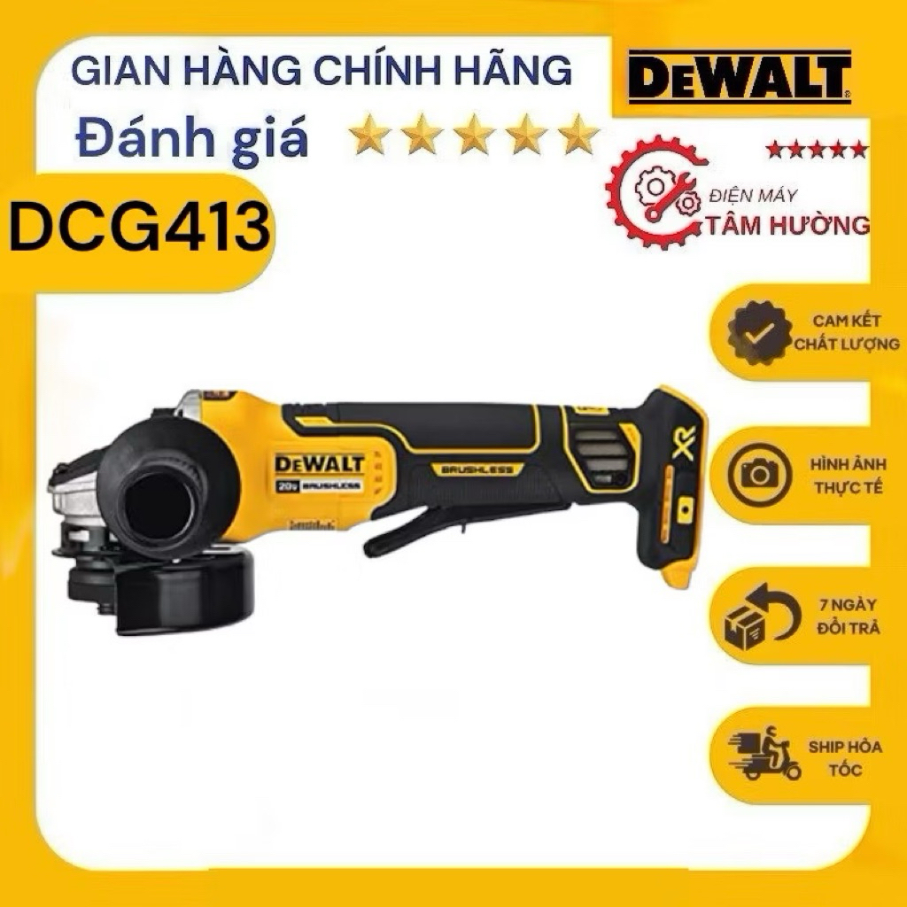 Máy mài dùng pin , nhãn hiệu Dewat , model Dcg413 cốt đá 125mm , công tắc bóp khoá an toàn hàng chín