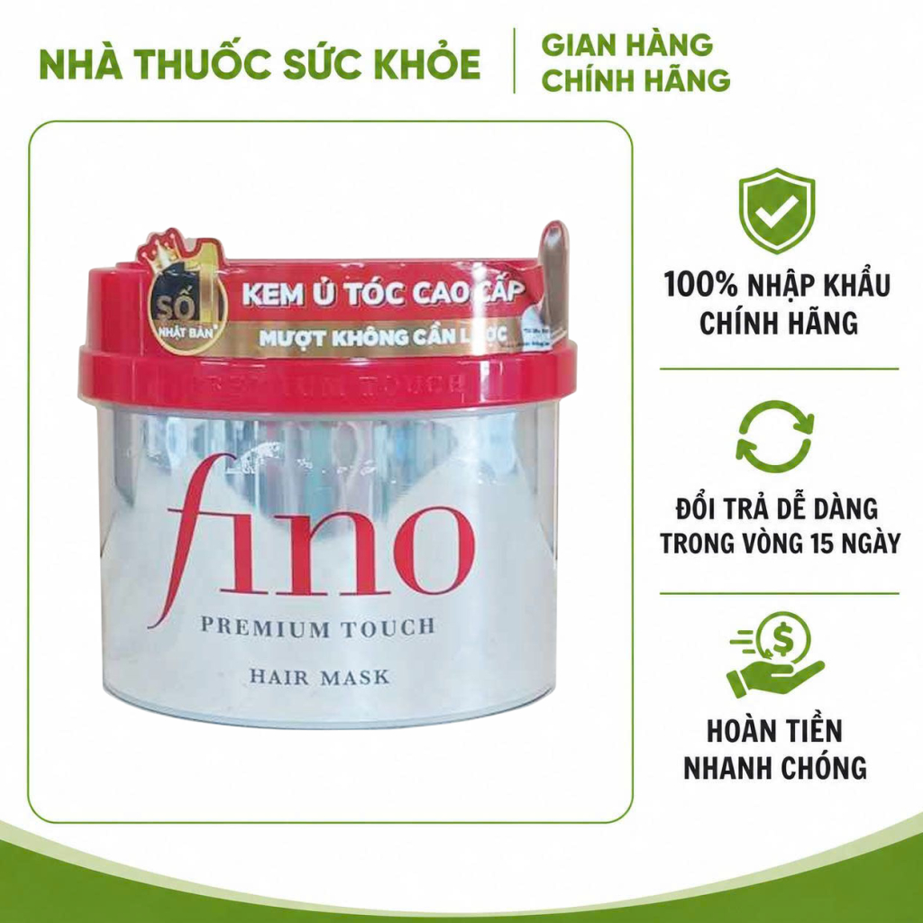 (Nhập Chính Hãng - Đủ VAT) Kem Ủ Tóc Fino Shiseido Premium Touch Hair Mask 230g Phục Hồi Tóc Hư Tổn,