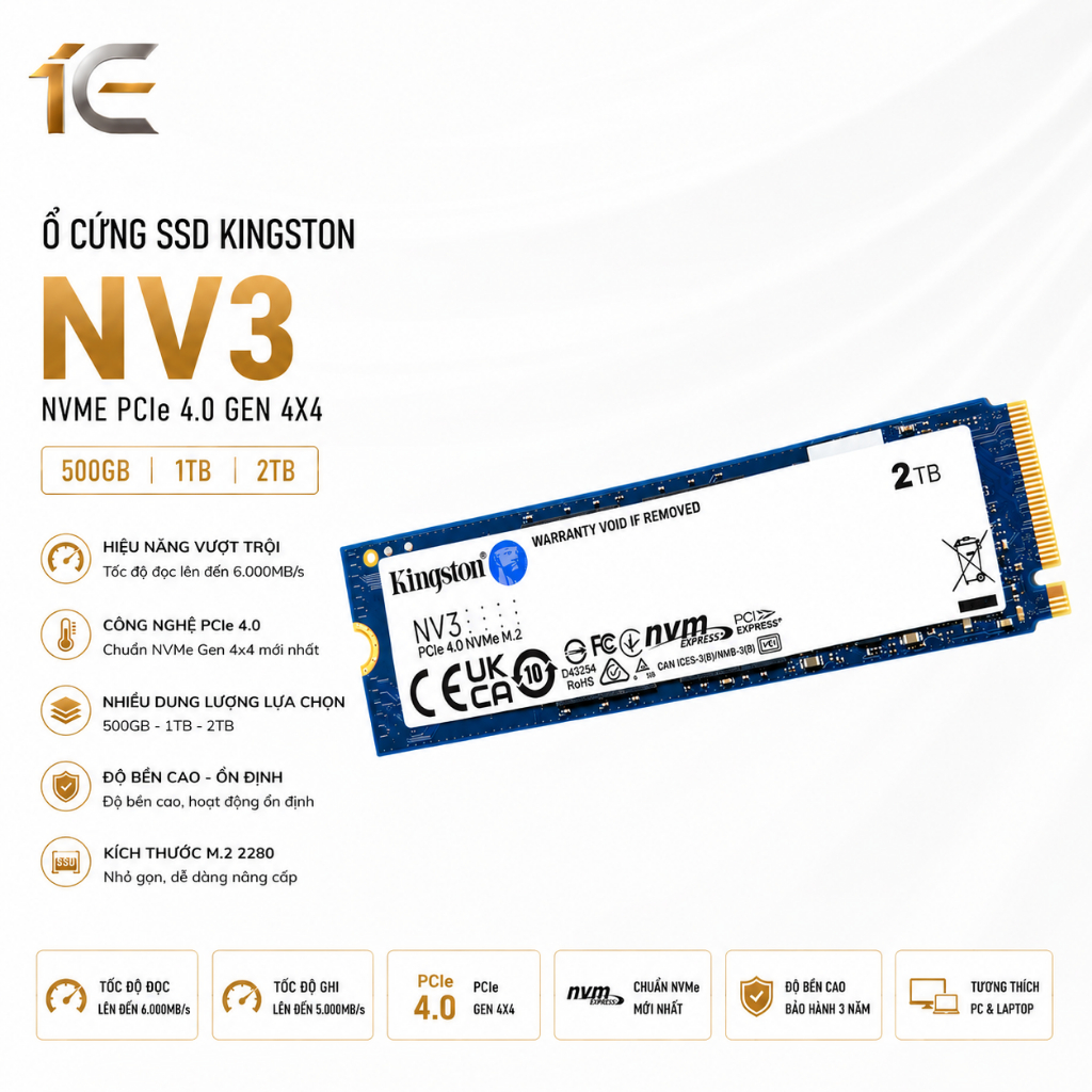 Ổ cứng SSD Kingston NV3 500GB / 1TB/ 2TB Nvme Gen 4x4 - BH 36 tháng OneCore Shop