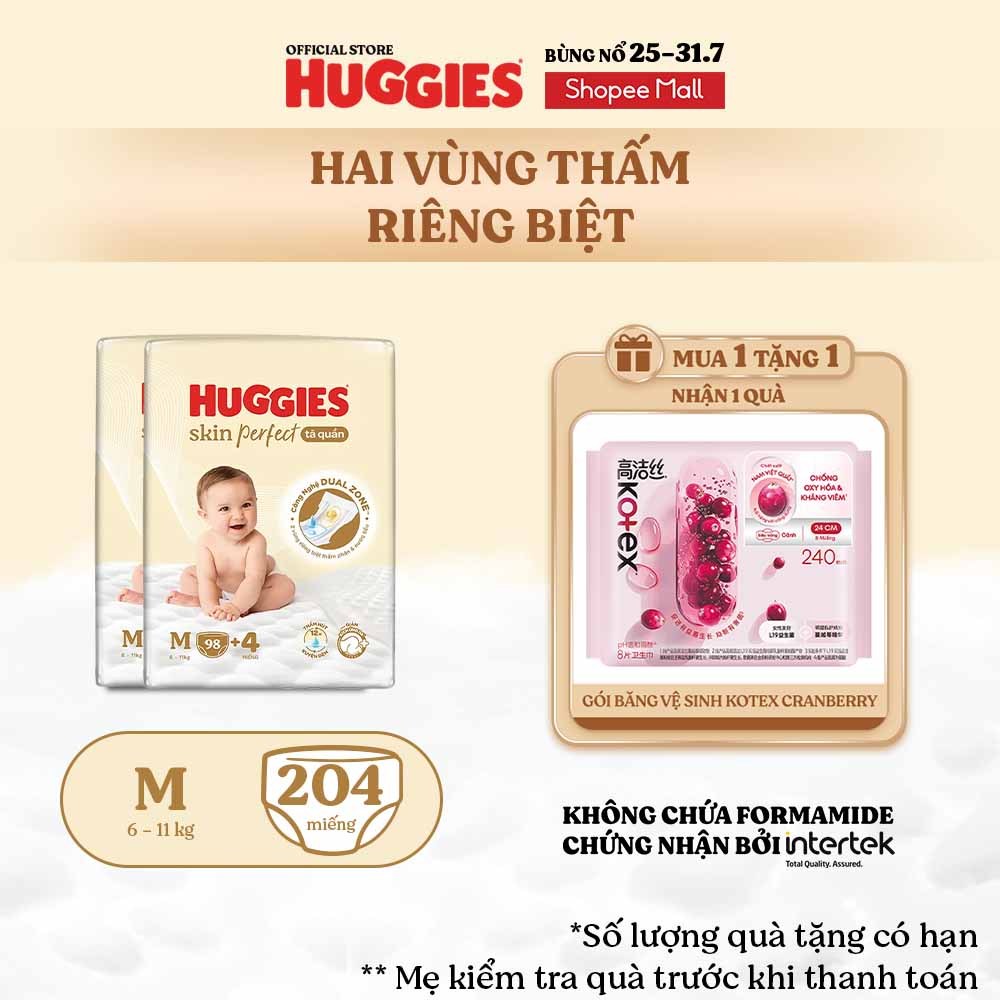 [KOL LIVE] Combo 2 Tã quần Huggies Skin Perfect Mega Jumbo M98+4/ L88+4/XL72+4/XXL64+4 với 2 vùng th