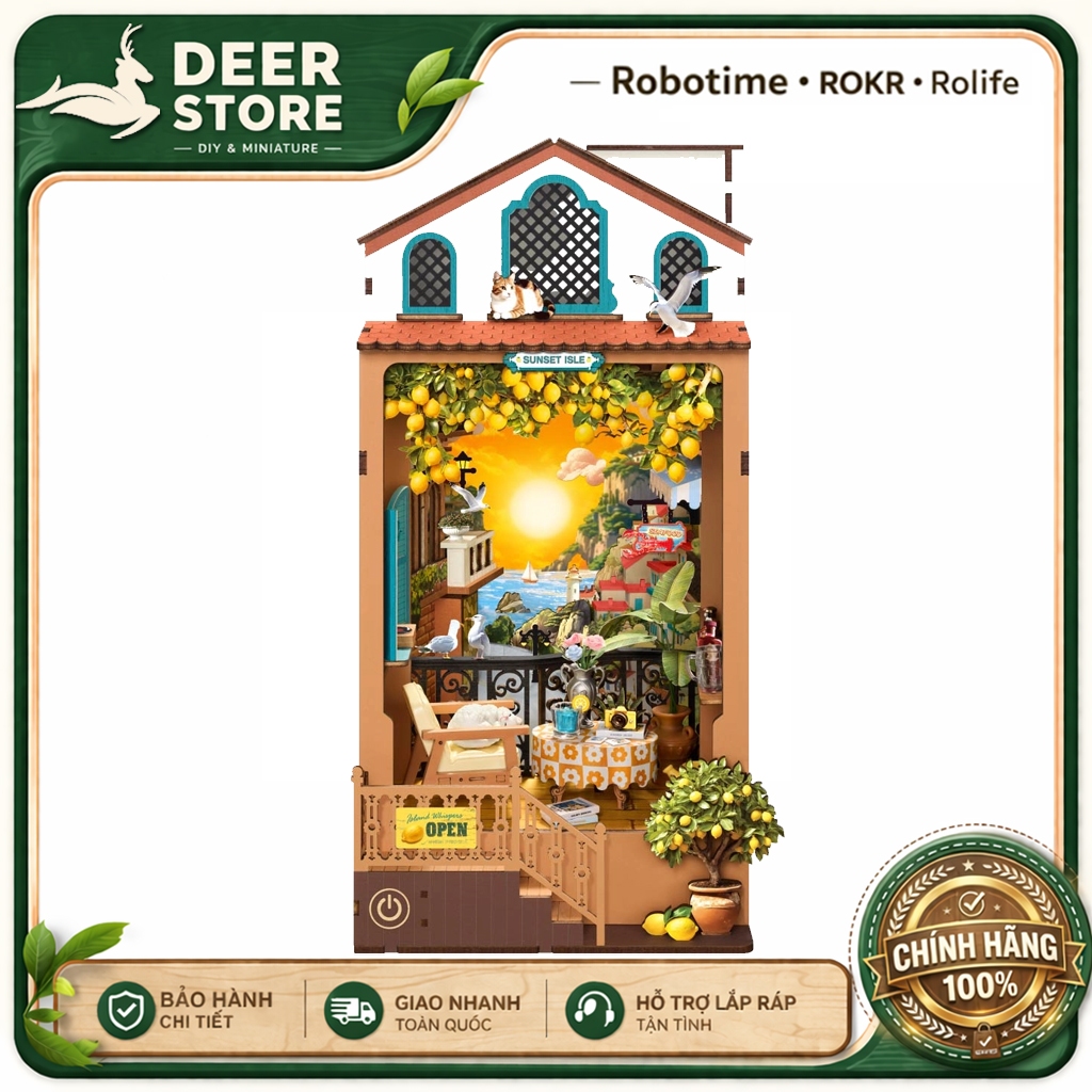 Mô hình Book Nook DIY Rolife Sunset Isle TGB18 – Đảo hoàng hôn DEER STORE