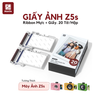 Ribbon Z5S Kèm Giấy Ảnh Hộp 2 Khay ribbon kèm 20 giấy ảnh Chống Nước, Bền Đẹp | Hanin