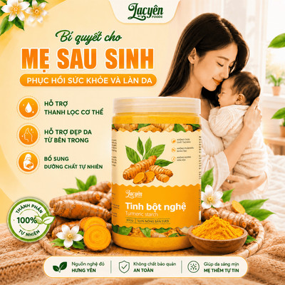 Tinh Bột Nghệ Đỏ Hưng Yên Lạc Yên Foods  - Bột Mịn Nguyên Chất Hỗ Trợ Mẹ Sau Sinh Phục Hồi Sức khỏe