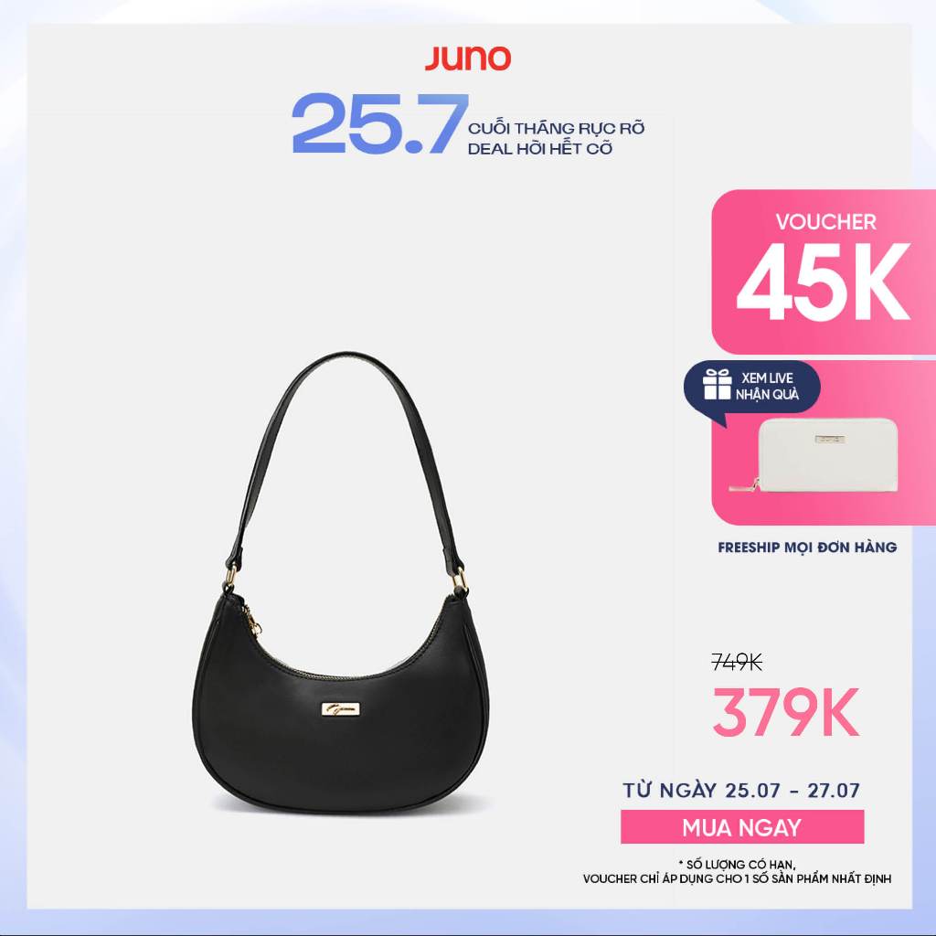 Túi Xách Nữ Thời Trang JUNO Cỡ Nhỏ Hobo Đeo Vai Logo Handwriting TXN818