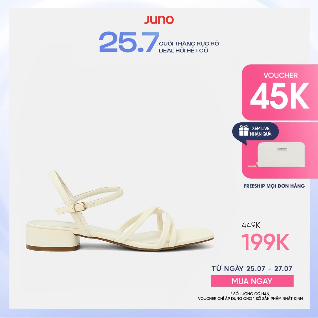 Giày Sandal Nữ 3cm Thời Trang JUNO Gót Thấp Quai Chéo SD03074