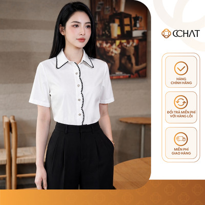 Áo Sơ Mi Nữ 𝐂𝐂𝐇𝐀𝐓 Dáng Suông Lượn Sóng Isola Chất Liệu Thô Bamboo Cao Cấp 16FNT9107ST