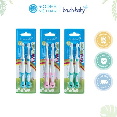 Bộ 2 bàn chải đánh răng Brush-Baby với lông bàn chải mềm mại cho bé giai đoạn 1 (0-18 tháng)