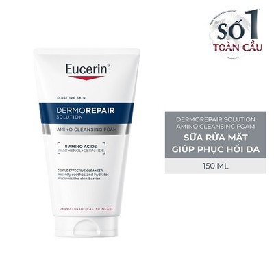 [Lucie x Eucerin] Sữa rửa mặt dịu nhẹ cho da nhạy cảm Eucerin Dermorepair Solution Amino Cleansing Foam 150ml