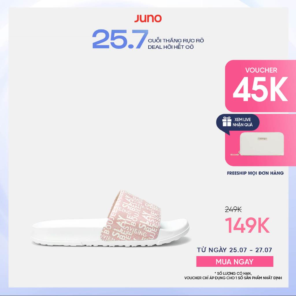 Dép Sandal Nữ 0cm Thời Trang JUNO Quai Ngang Lót Mút Mềm DE006