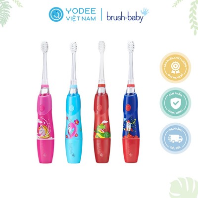 Brush-Baby Bàn chải điện sóng âm KidzSonic dùng pin có đèn, dễ dàng làm sạch răng an toàn và hiệu quả cho bé (Từ 3 tuổi)