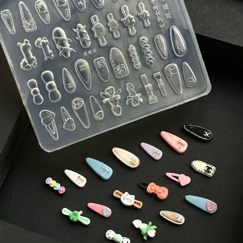 [Ciina.store] Khuôn Silicone Tạo Charm Móng Hình Kẹp Tóc & Đồ Chơi Y2K