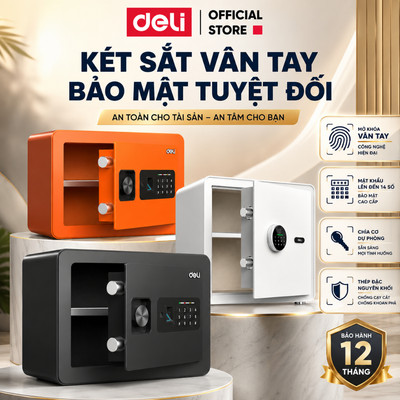 Két Sắt Vân Tay DELI Thiết Kế Kim Loại Carbon Két Đựng Đồ Chống Cắt Chống Cháy Két Sắt An Toàn Bảo Vệ Tài Sản