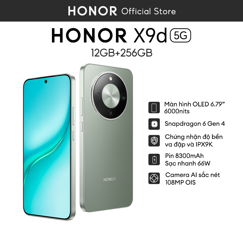 [ƯU ĐÃI ĐỘC QUYỀN] Điện Thoại HONOR X9d 5G 12GB + 256GB | Pin 8300mAh | Camera AI OIS 108 MP| BH 24 Tháng | BigBuy360 - bigbuy360.vn