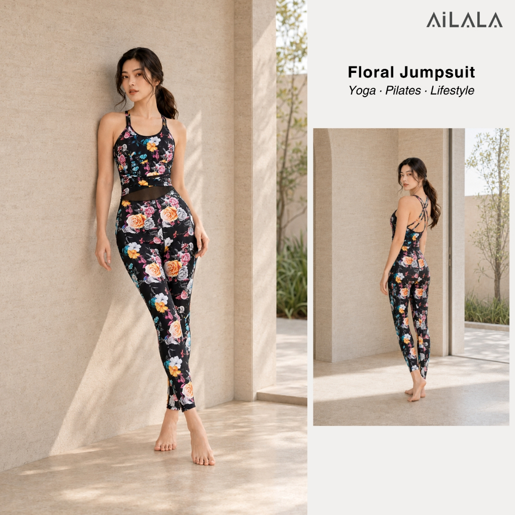 AiLALA LUX60 Jumpsuit Thể Thao Nữ Liền Thân, Có Đệm, Quần Ôm Tôn Dáng, Tập Yoga Pilates, Size S–XL