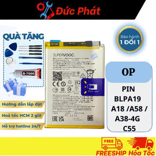 Pin Thay Thế OP BLPA19 / A18 /A58 / A38-4G / Real C55 ( Tặng keo dán và bộ sửa)
