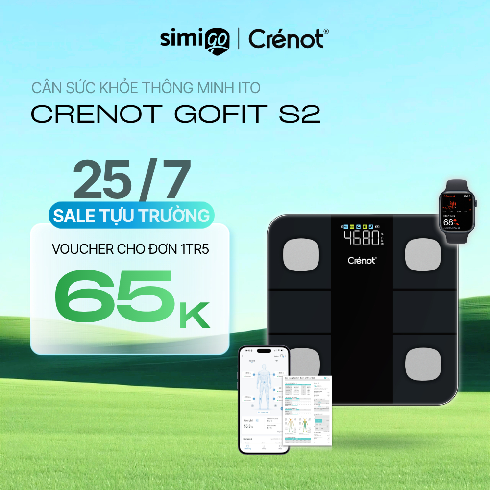 Cân điện tử sức khỏe thông minh Crenot Gofit S2 cân đo 20 chỉ số cơ thể phân tích lượng mỡ cân y tế 