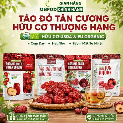 Táo đỏ hữu cơ organic tân cương chính hãng size đại Hotan jujube ONFOD healthy eatclean 450g