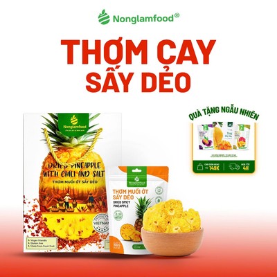 Thơm Sấy Dẻo Muối Ớt NONGLAMFOOD Dẻo Mềm Chua Cay Đậm Vị, Trái Cây Sấy Đồ Ăn Vặt Văn Phòng 100g,500g