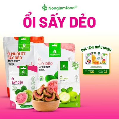 Ổi Sấy Dẻo, Ổi Sấy Dẻo Muối Ớt NONGLAMFOOD Dẻo Mềm Thơm Ngọt Trái Cây Sấy Đồ Ăn Vặt 100g - 300g