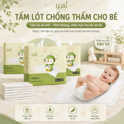 Tấm lót chống thấm dùng 1 lần Wai Isolation Pad thay tã bỉm cho bé & mẹ sau sinh mềm mại, thoáng khí