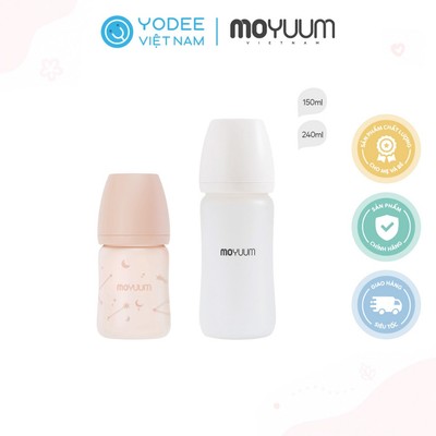 Moyuum Bình sữa thủy tinh tráng silicone cho bé