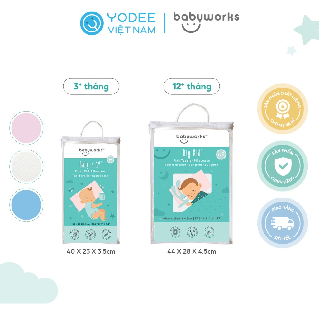 Babyworks Vỏ gối ngủ thoáng khí mềm mại giúp bé ngủ ngon