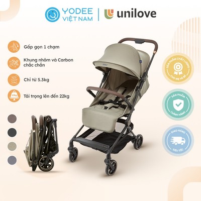 Unilove Xe đẩy gấp gọn AERO - AERO X siêu nhẹ, dễ dàng gấp gọn bằng một tay, có mái che chống tia UV, bánh xe chống xóc