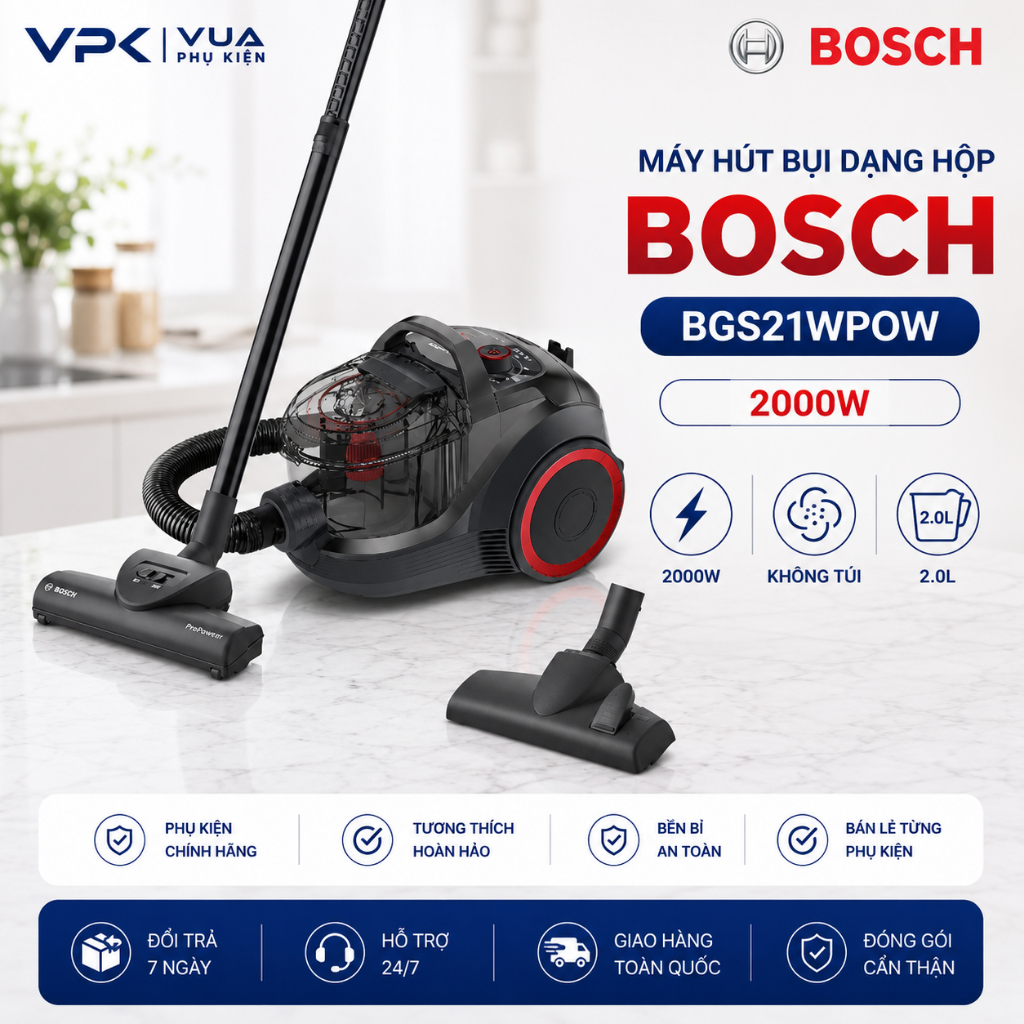 Máy hút bụi dạng hộp Bosch BGS21WPOW Ba Lan - Hàng chính hãng