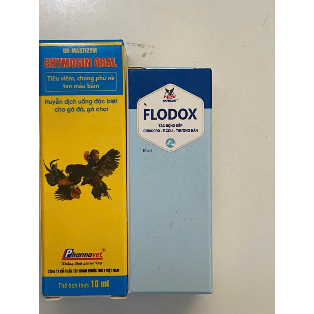 combo chymosin 10ml và flodox 10ml chuyên dành cho gà kiểng, chim cảnh