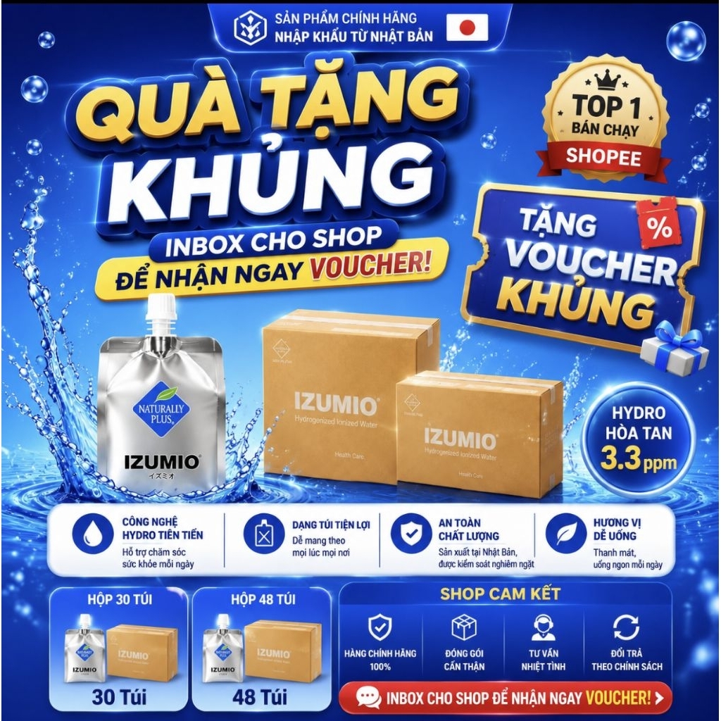 Nước izumio thùng 48 túi date 6/2027 HÀNG CHÍNH HÃNG