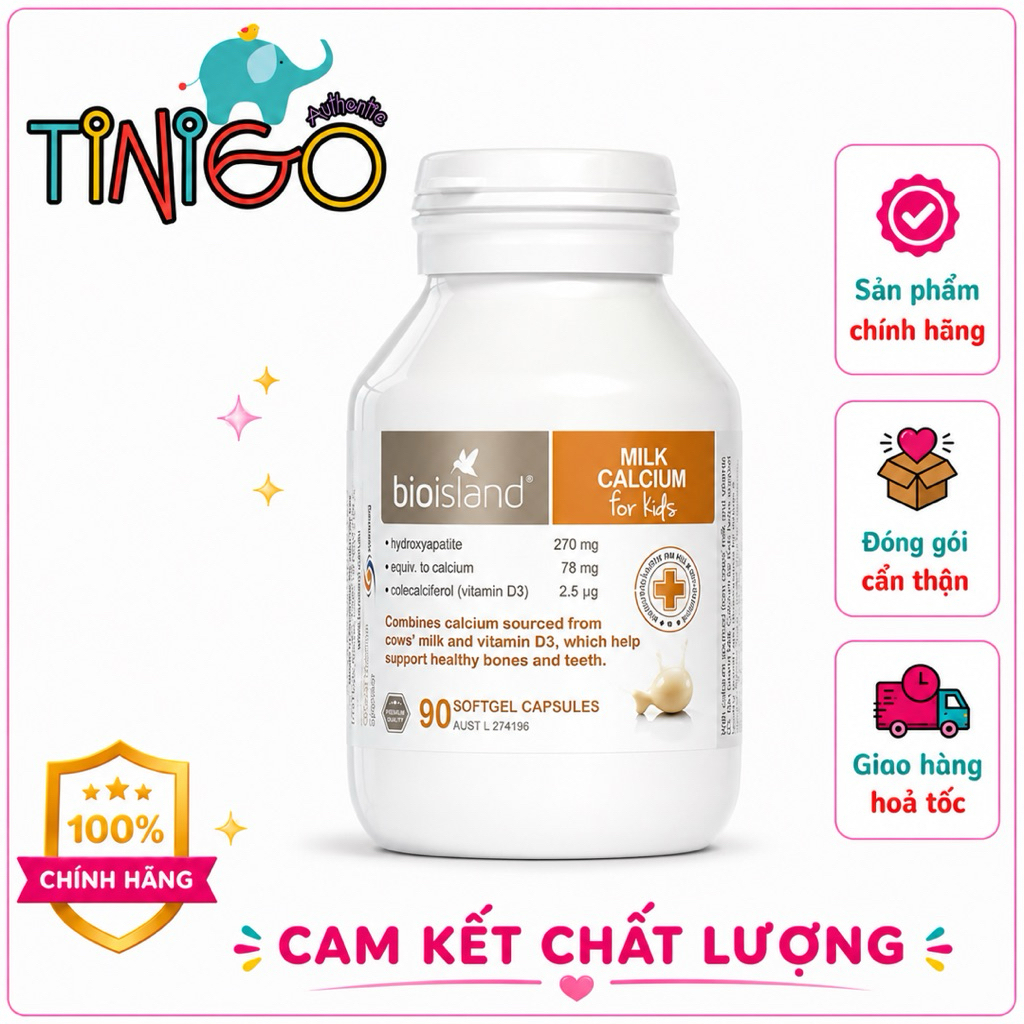Canxi Sữa Bio Island Milk Calcium Úc cho bé ( Canxi Bio 90 viên)
