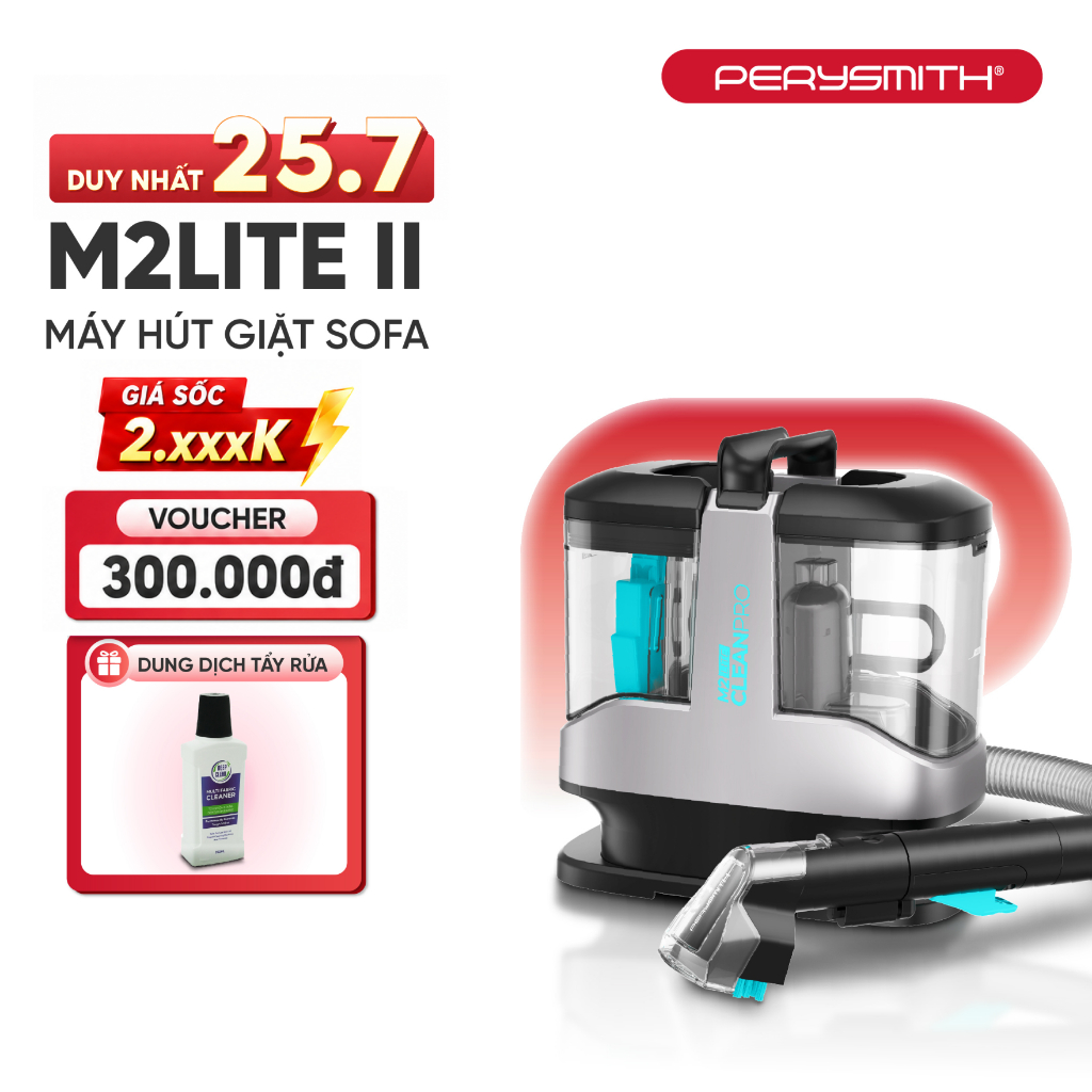 Máy Giặt Hút PerySmith M2Lite-II CleanPro Diệt Khuẩn Giặt Hút Giặt Đệm Làm Sạch Ghế Sofa Nệm Thảm