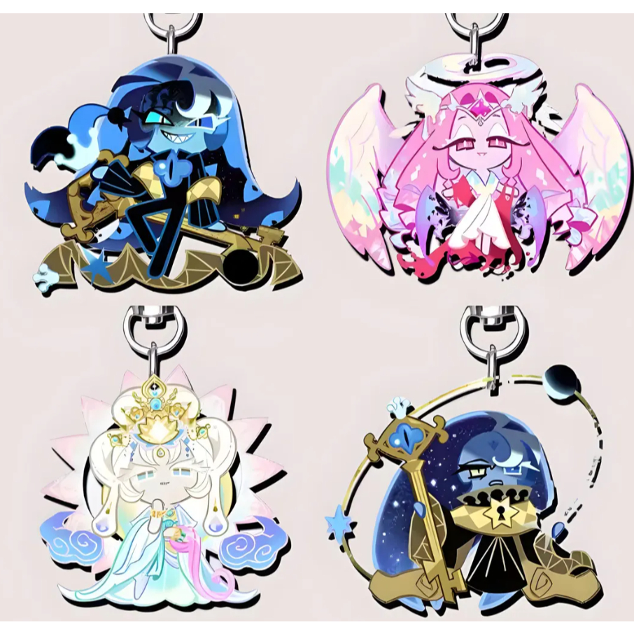 Cookie Run Keychain - Eternal Sugar Cookie and Shadow Milk Cookie