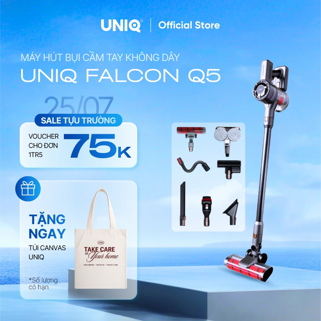 Máy hút bụi cầm tay không dây UNIQ Falcon Q5 cây hút bụi lau nhà mini gia đình đa năng ô tô ga giườn