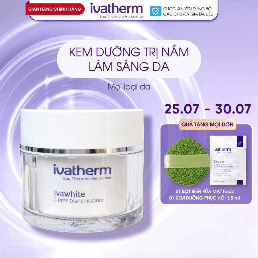 [Mã INBAU704 giảm 70K đơn 449K] Kem dưỡng giảm nám sáng da Ivawhite Whitening Cream – Ivatherm 50ml