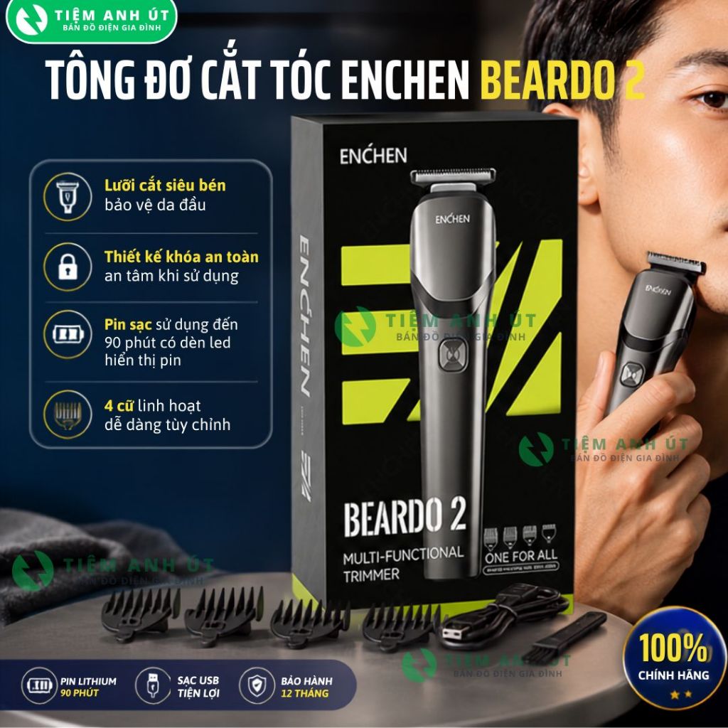 Tông đơ đa năng Enchen Beardo 2 tốc độ cao, lưỡi thép không gỉ, động cơ mạnh mẽ, độ ồn thấp