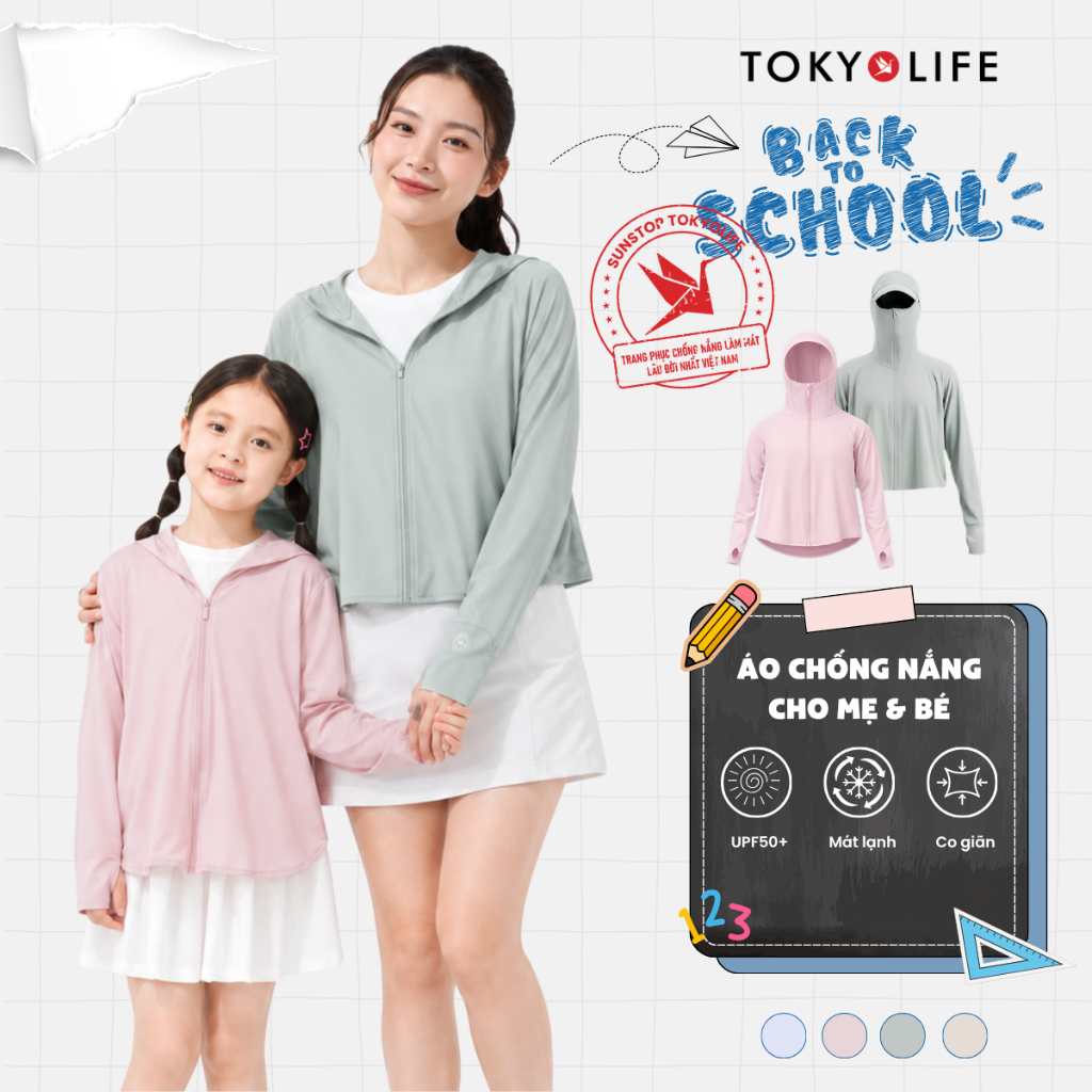 Áo chống nắng mẹ bé TOKYOLIFE áo chống nắng cho nữ SunStop Ice UPF50+ chống 98% tia UV mỏng nhẹ thoá