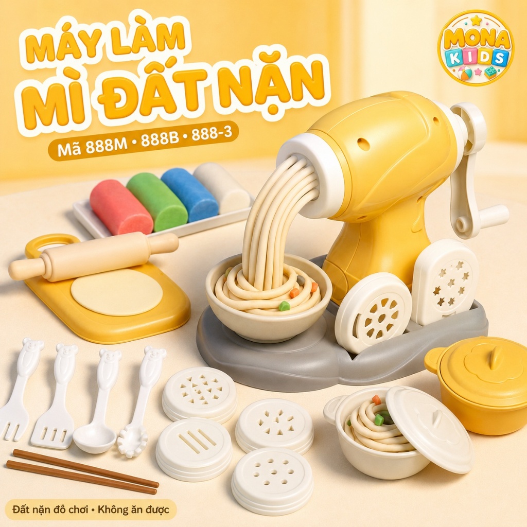 Đồ Chơi Đất Nặn Cho Bé Máy Làm Mì Sáng Tạo 3 Mẫu 888M 888B 888-3