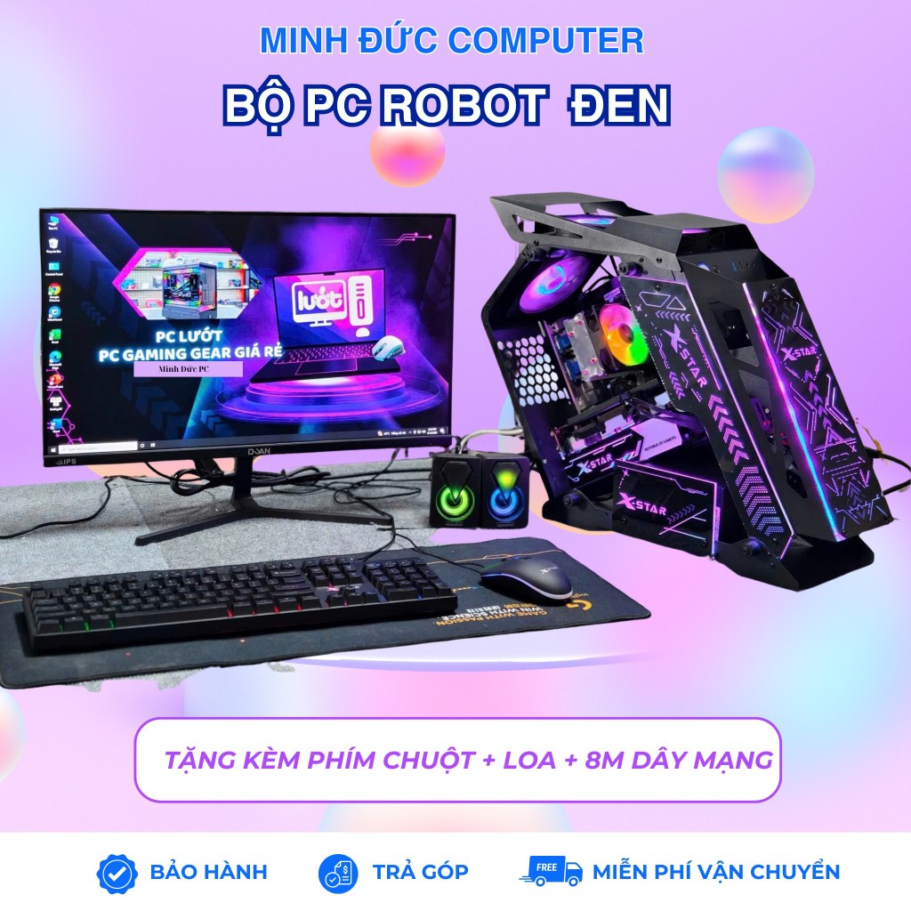Bộ PC Gaming Robot Đen Led X-Star Chơi game liên minh Fifa Valorant Audition đột kích - Minh Đức PC