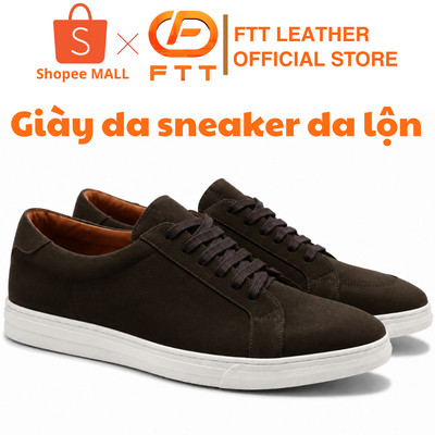 Giày Sneaker thể thao da lộn chính hãng Fttleather cao cấp màu nâu đế đi êm ái hạn chế trơn trượt