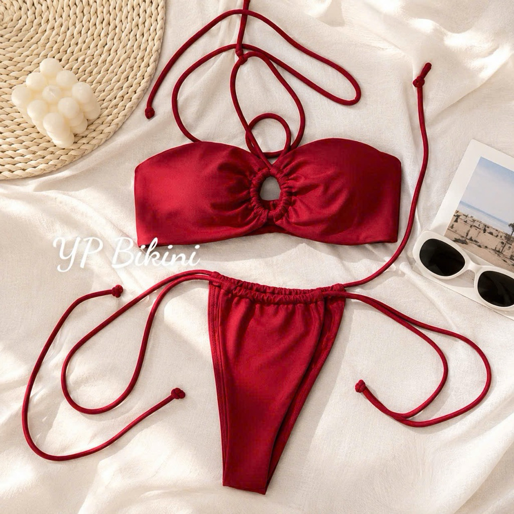 BIkini đồ bơi 2 mảnh bản ngang dây buộc quần lọt khe ( mặc đc nhiều kiểu) HÌNH THẬT