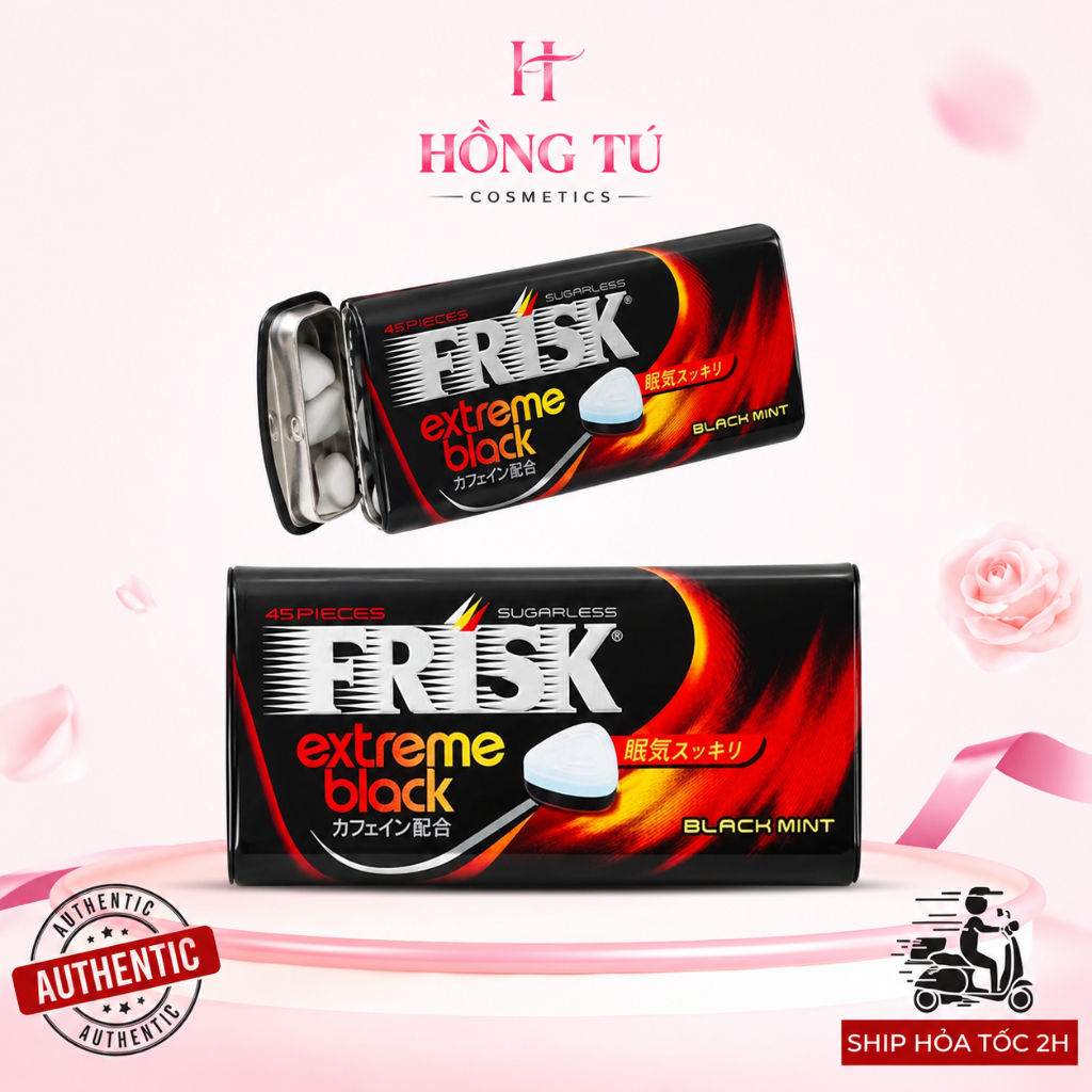 Kẹo ngậm bạc hà Frisk Extreme Black Nhật Bản kẹo, thơm miệng, sảng khoái