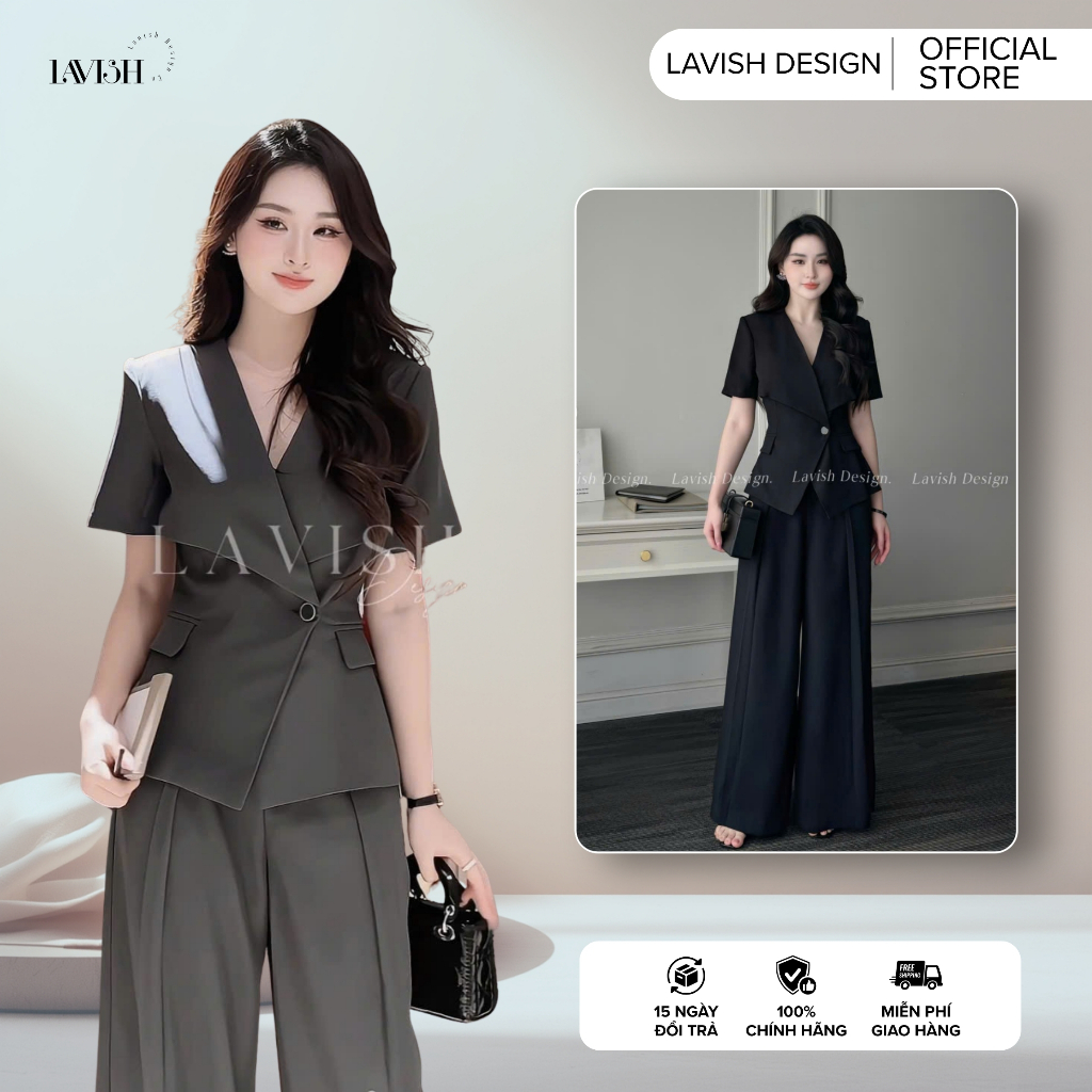 Set Áo Vest Quần Suông Lavish Design - Bộ Vest Nữ Thiết Kế Cao Cấp Thanh Lịch Tôn Dáng Sang Trọng S1