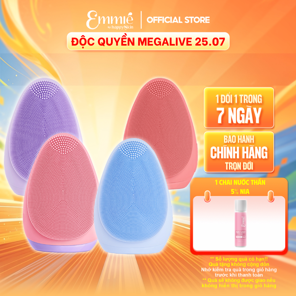 Máy rửa mặt Emmie Premium Facial Cleansing Brush Sonic 7 Tần Số Rung Hỗ Trợ Làm Sạch Da - Đạt Chứng 